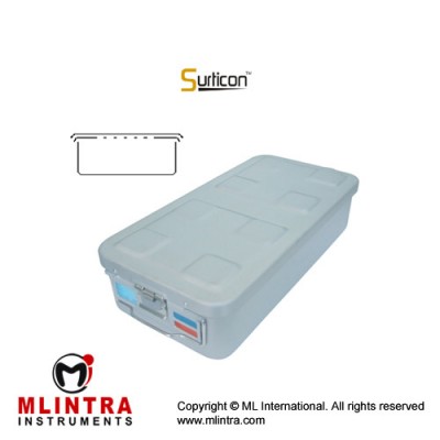 Surticon™ Sterile Container 1/1 Basic Safe Model Black Perforated Lid Stainless Steel - Aluminium, Size 580 x 280 x 150 mm Surticon™ Sterile Container 1/1 Basic Safe Model Black Perforated Lid Stainless Steel - Aluminium, Size 580 x 280 x 150 mm